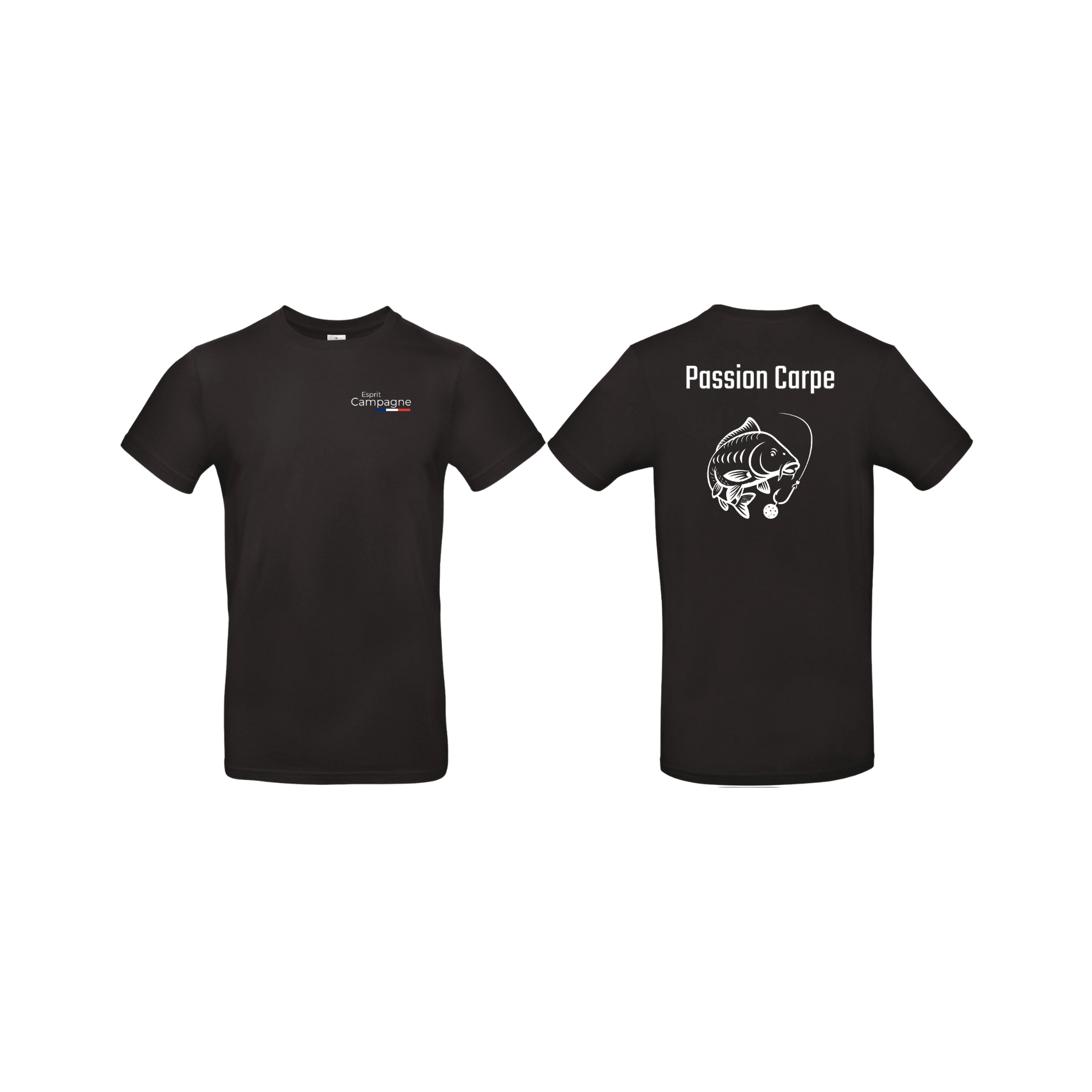 T-shirt noir pêche personnalisable - espèces de poissons au choix