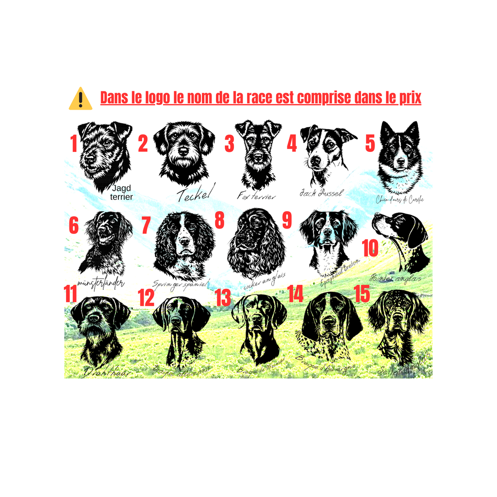 T-shirt orange chasse personnalisable - tête de chien et gibier