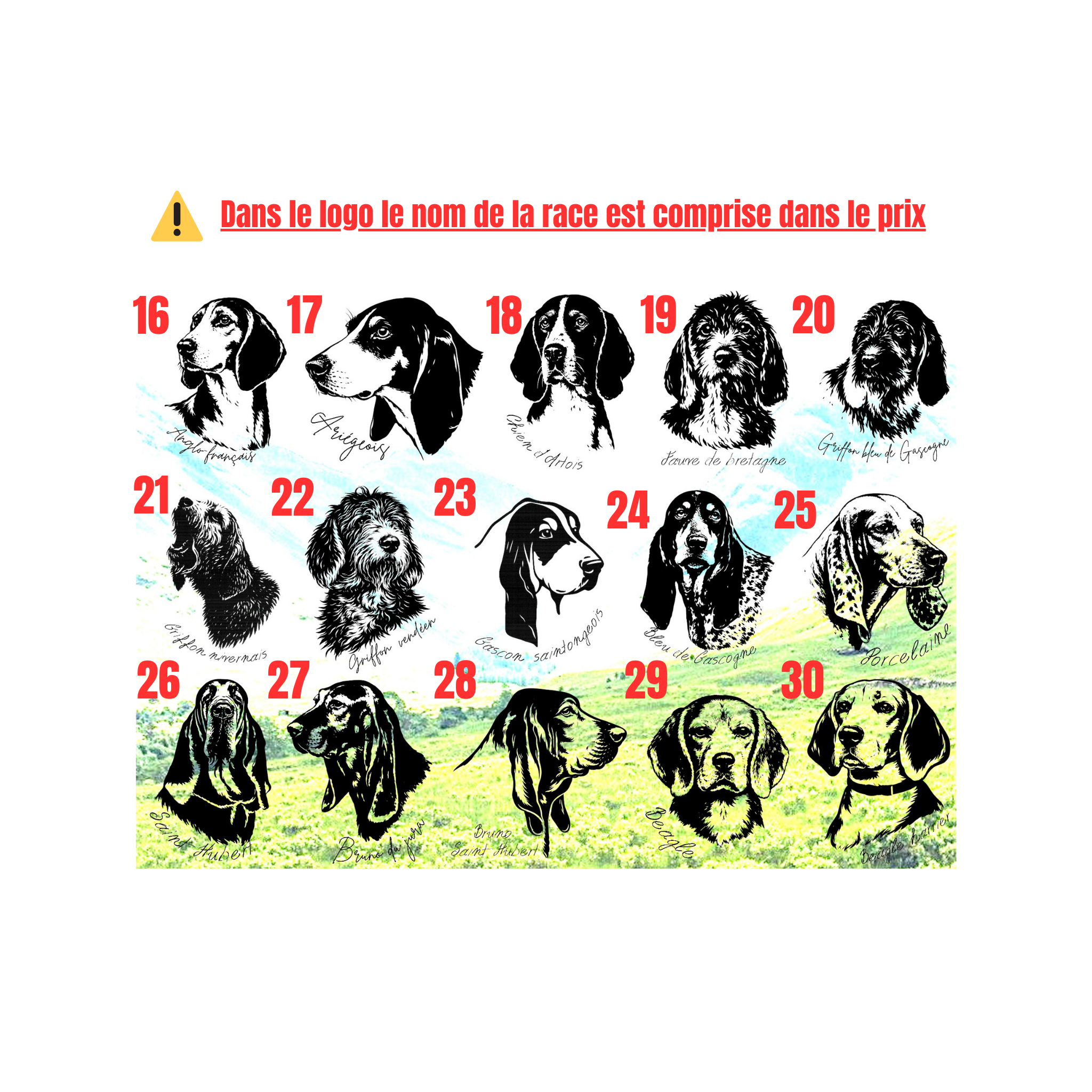 T-shirt orange chasse personnalisable - tête de chien et gibier