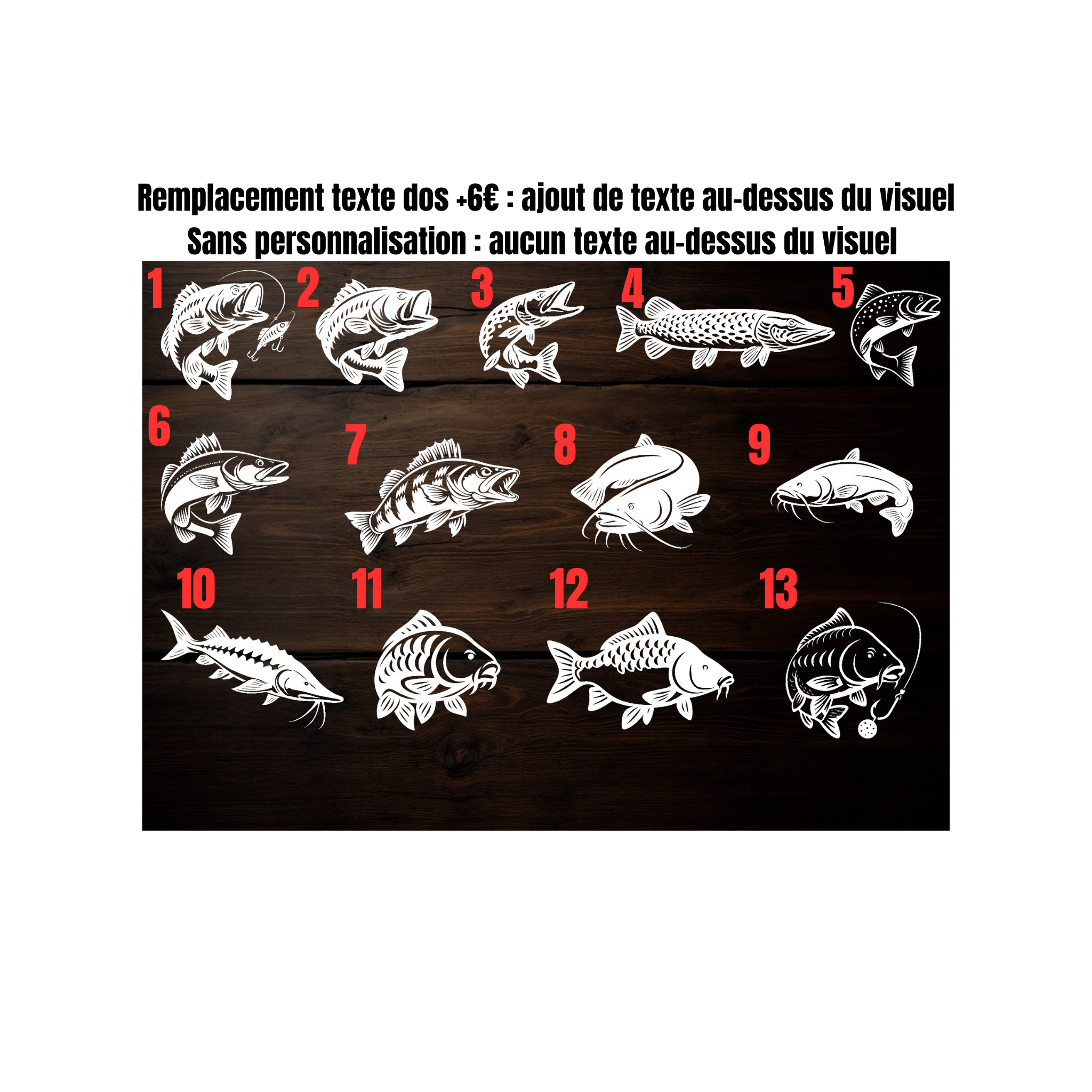 Pull à capuche noir pêche personnalisable - espèces de poissons au choix