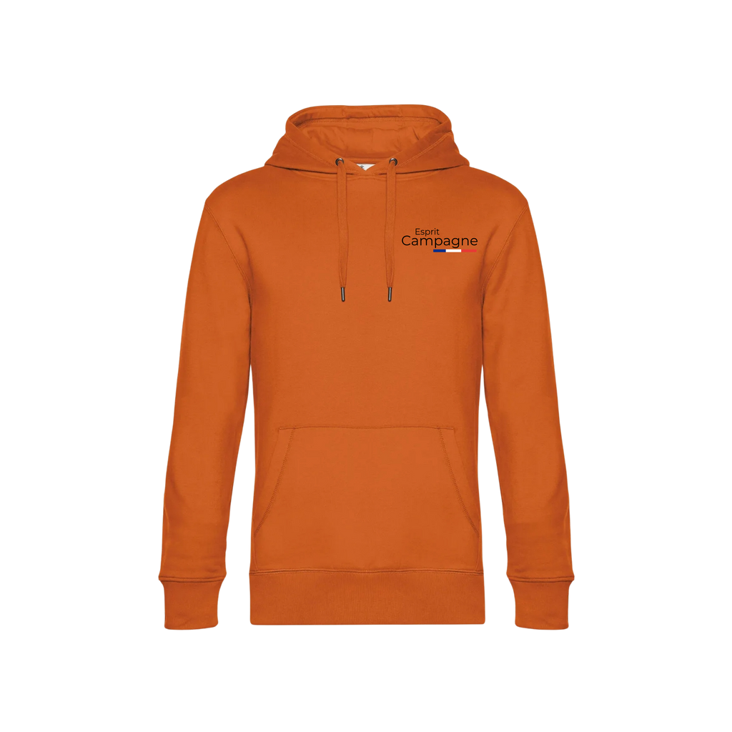 Pull à capuche orange chasse personnalisable - tête de chien et gibier
