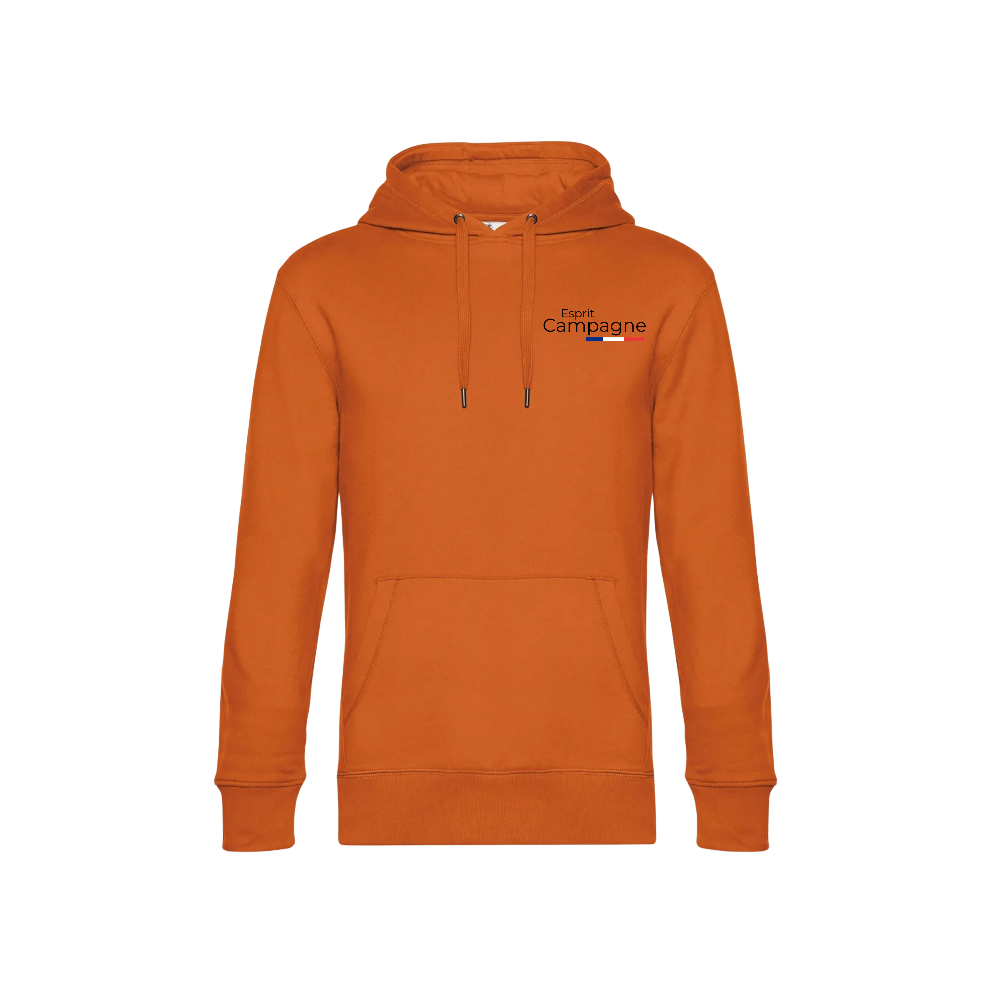 Pull à capuche orange chasse personnalisable - tête de chien et gibier