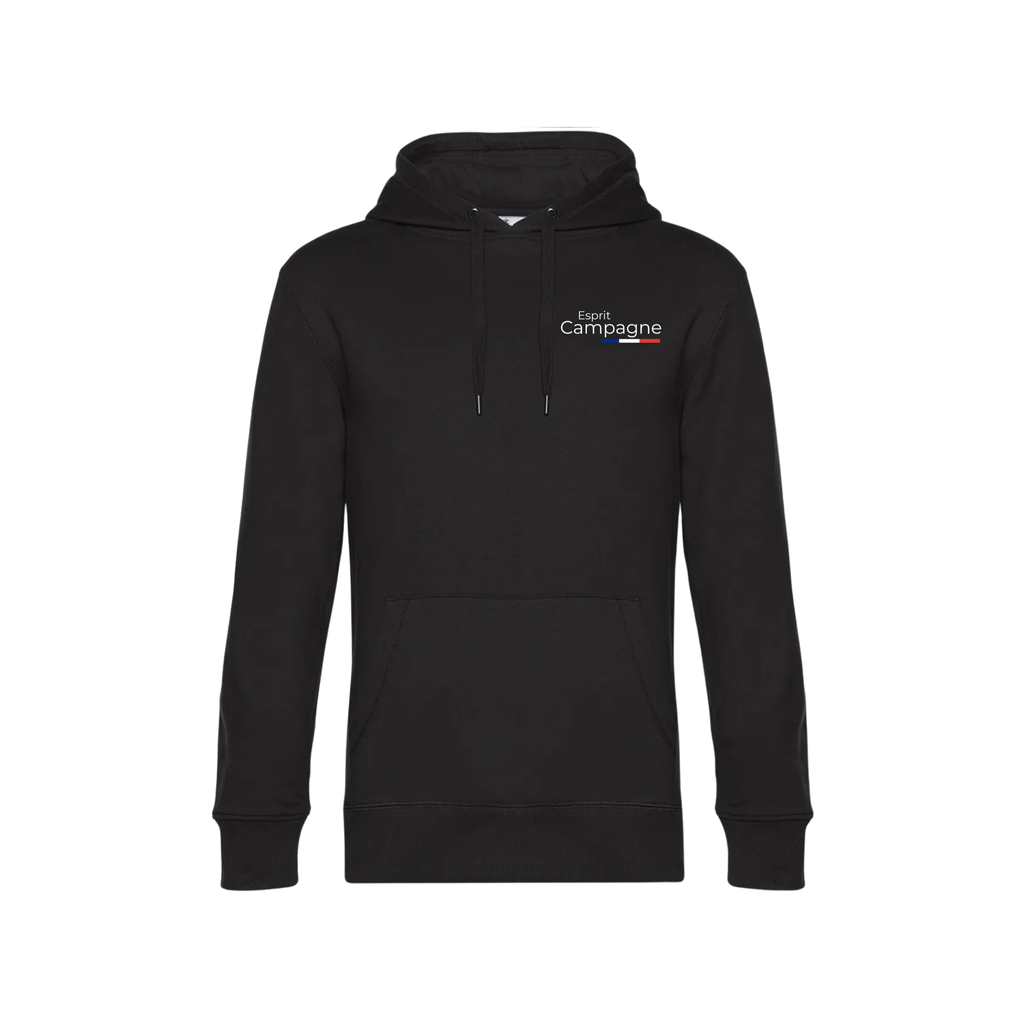 Pull à capuche noir agriculture personnalisable - tête de vache et engin agricole