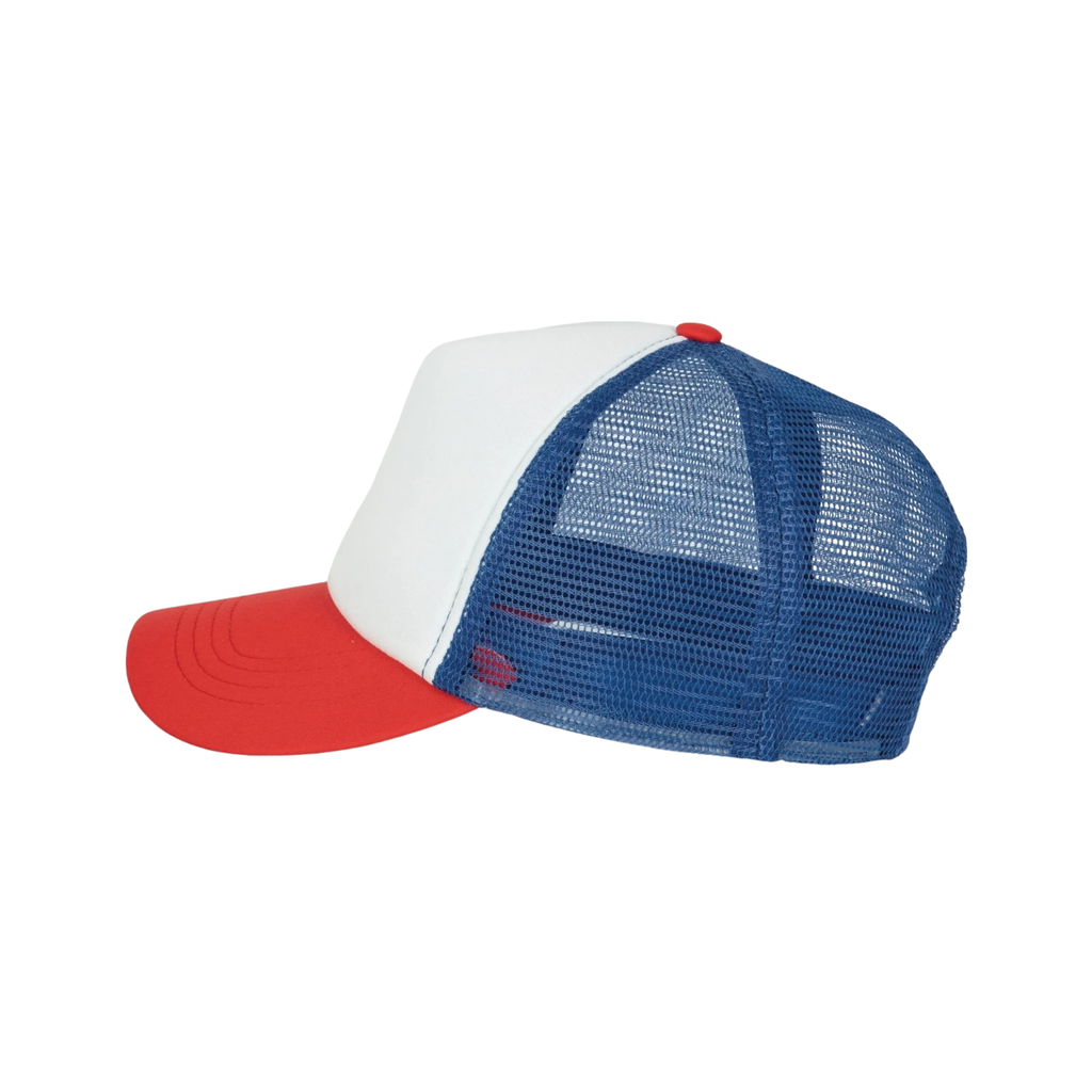 Casquette Camionneur Patriotic Brave – Snapback Réglable, Maille, Rouge Blanc Bleu, USA