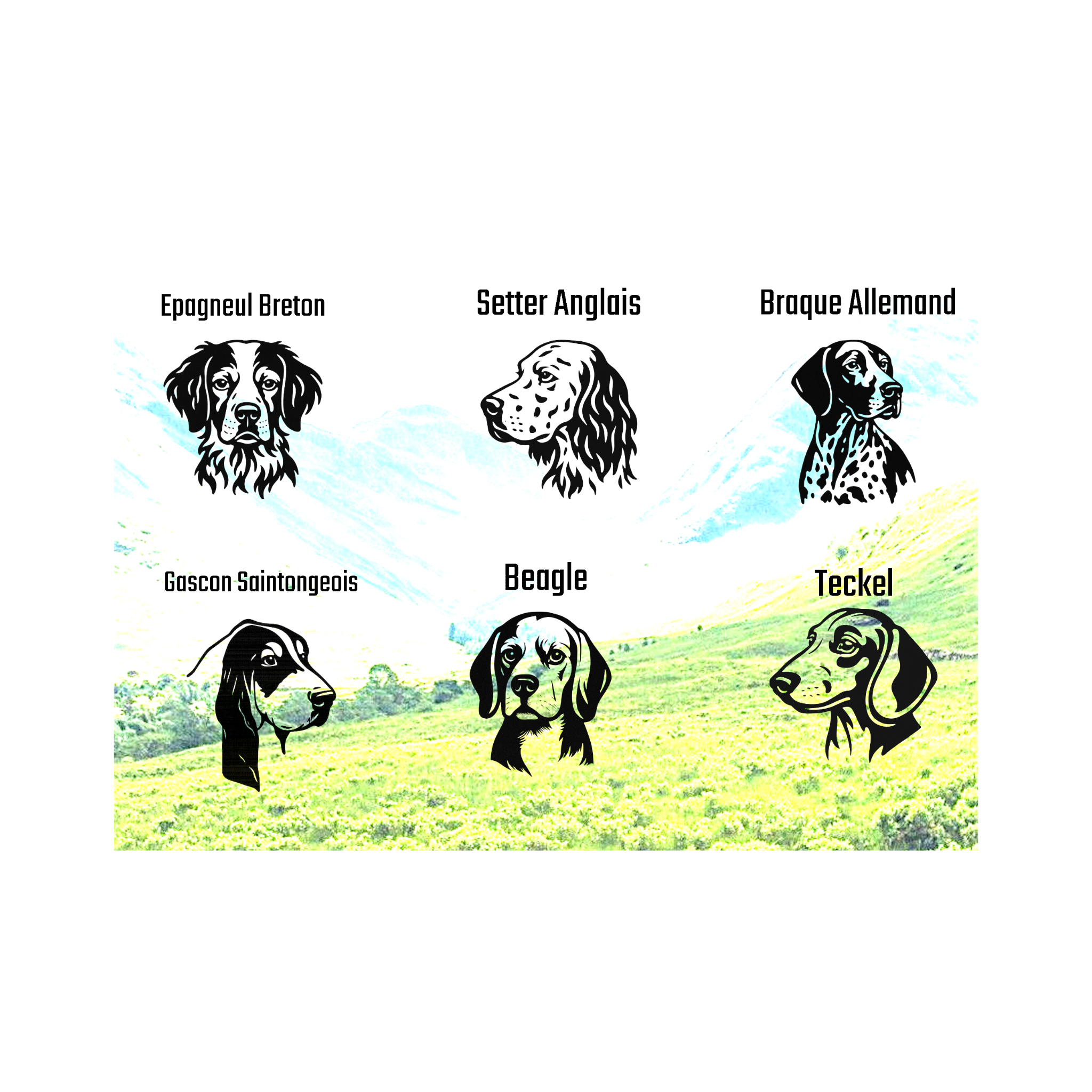 T-shirt orange chasse personnalisable - tête de chien et gibier