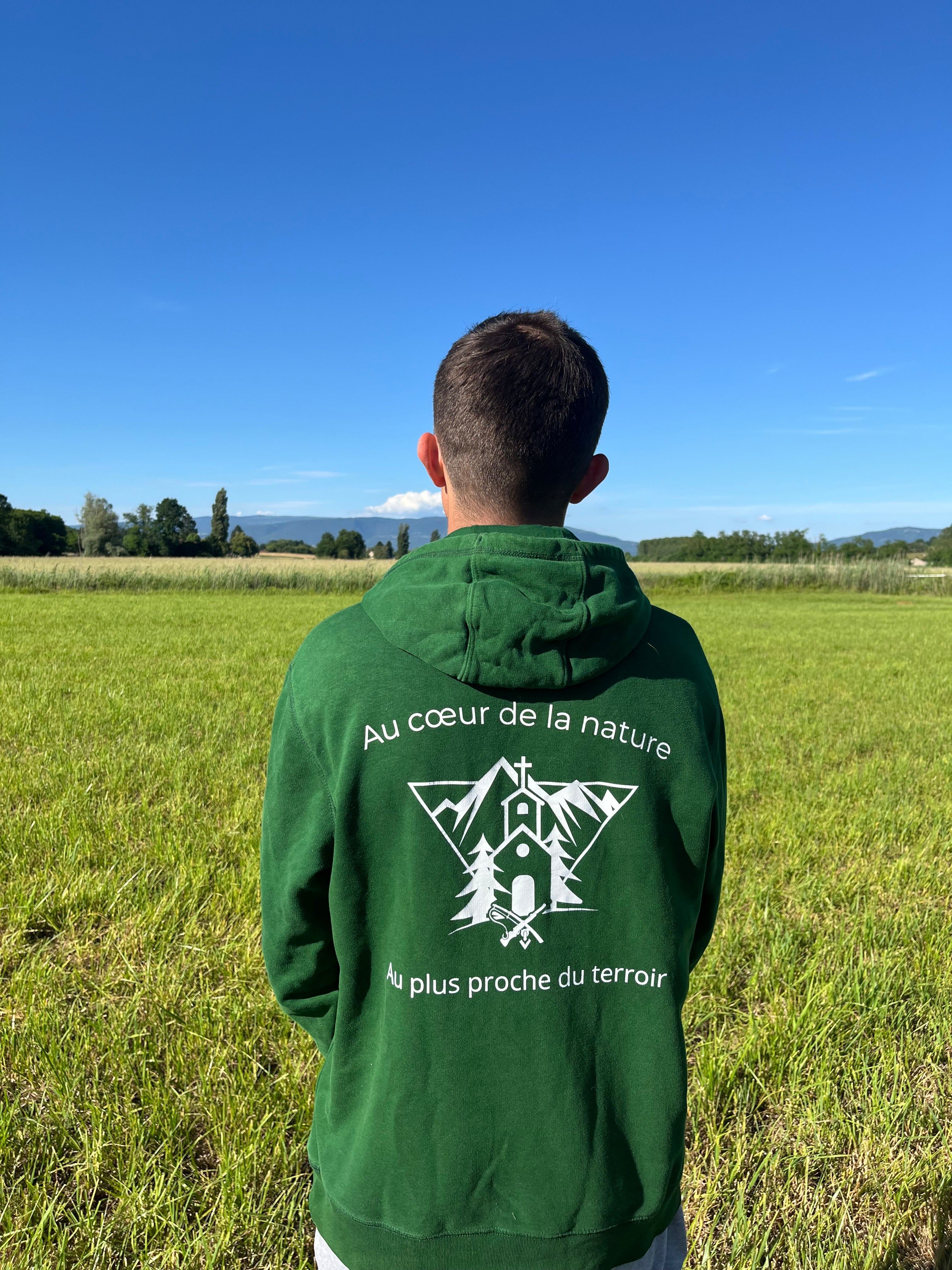 Pull à capuche vert Esprit Campagne - Au cœur de la nature
