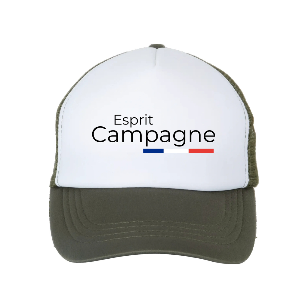 Casquette Trucker Kaki foncé / Blanc  " Esprit Campagne "