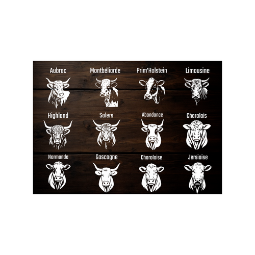 T-shirt noir agriculture personnalisable - tête de vache et engin agricole