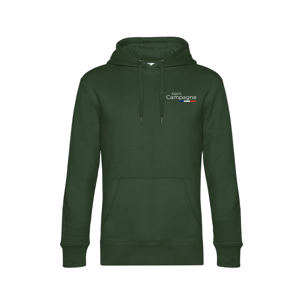Pull à capuche vert agriculture personnalisable - tête de vache et engin agricole