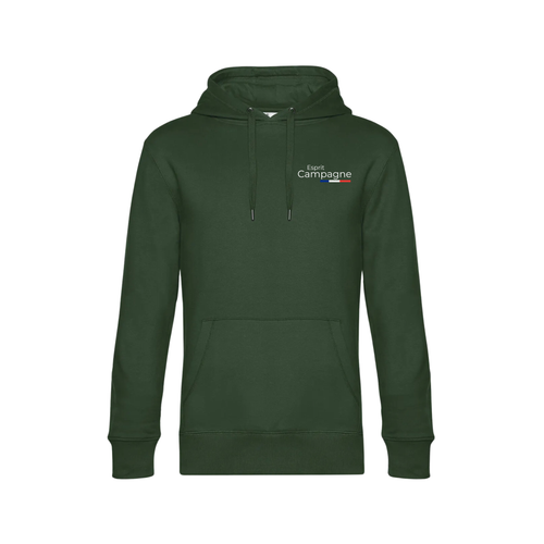 Pull à capuche vert agriculture personnalisable - tête de vache et engin agricole