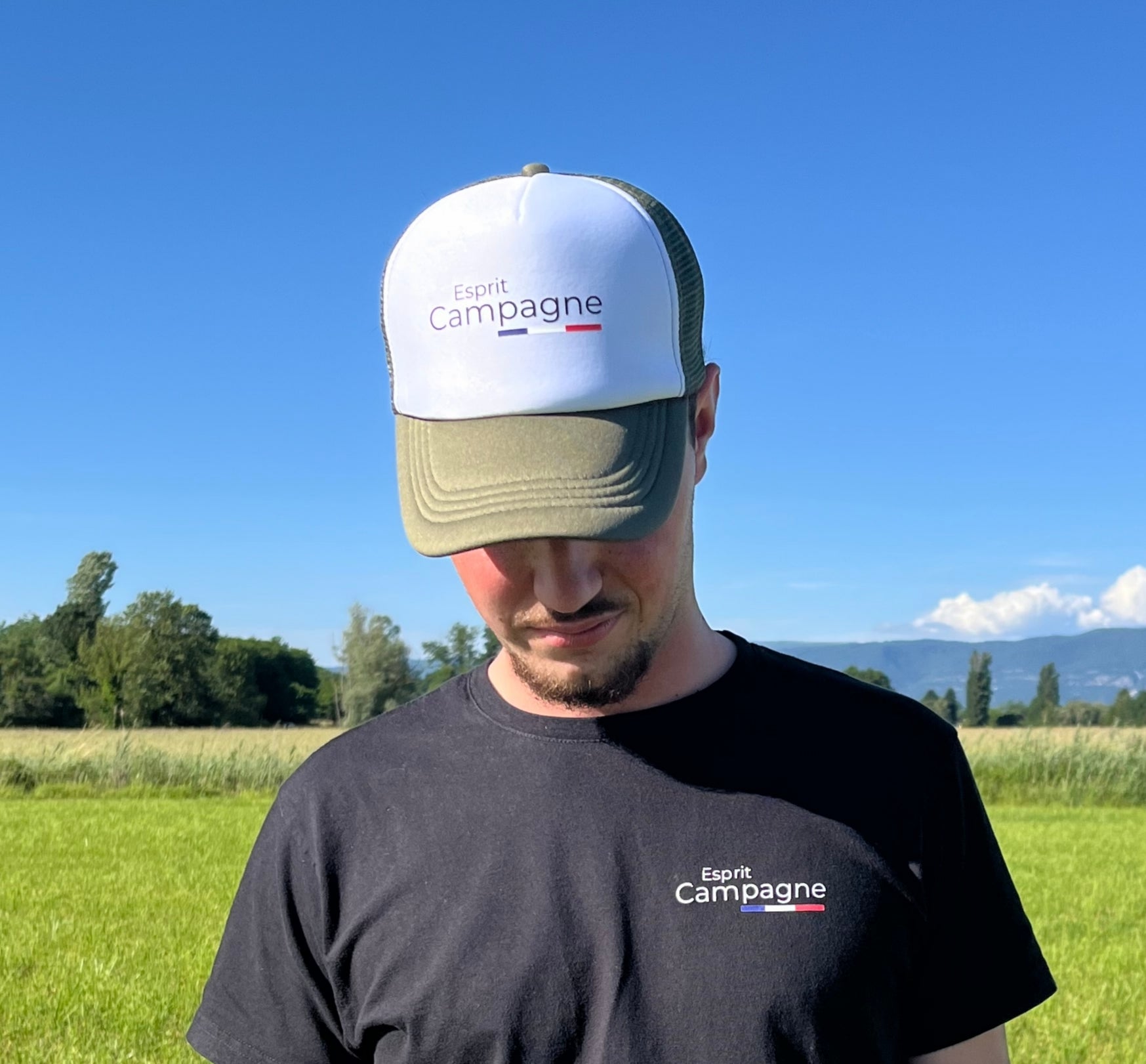 Casquette Trucker Kaki foncé / Blanc  " Esprit Campagne "
