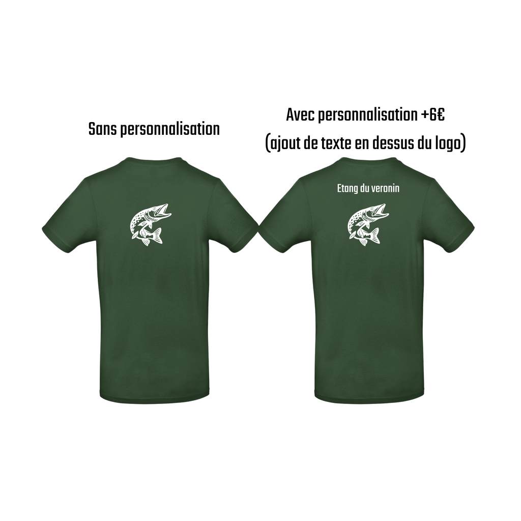 T-shirt vert pêche personnalisable - espèce de poissons au choix