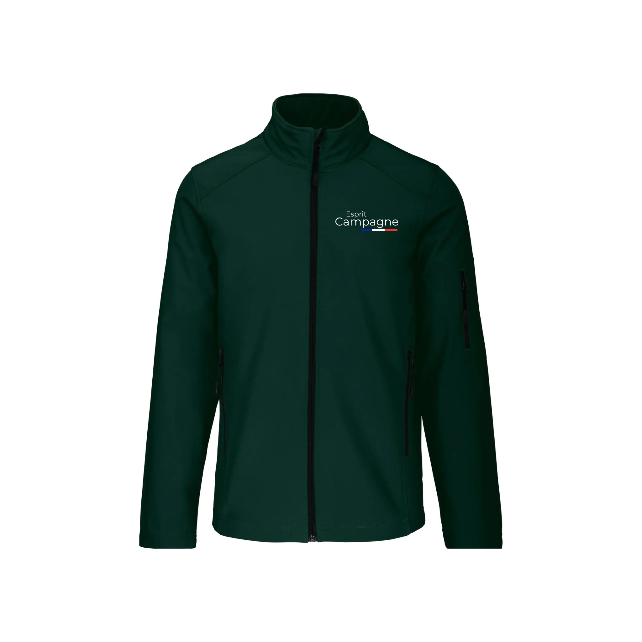 Vestes softshell vert pêche personnalisable - espèces de poissons au choix